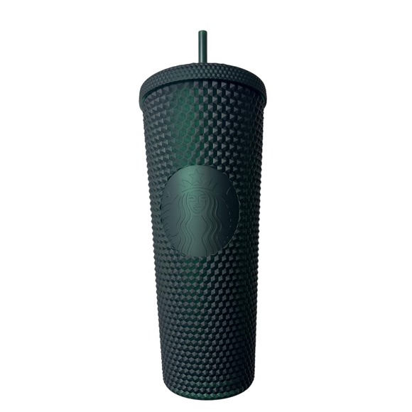 Starbucks 24 Oz Matte Dark Green Studded Venti Cold Cup Tumbler Soft Touch NEW - Picture 2 of 3